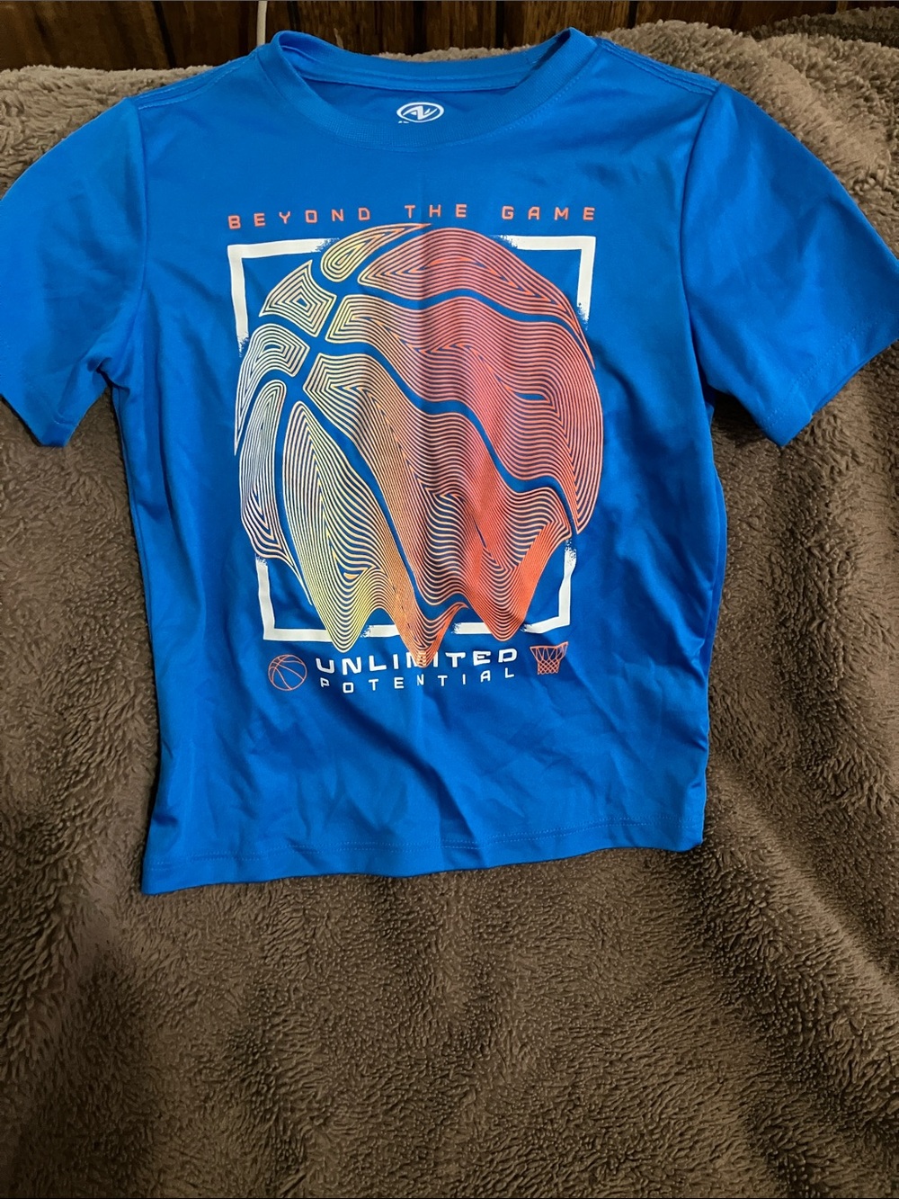 Athletic Works Blue Youth Athletic Tee with Multicolor Graphic